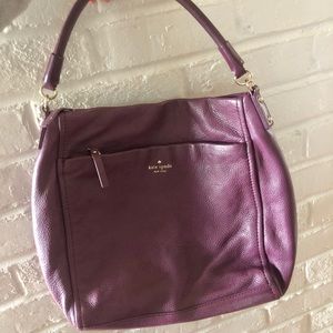 Kate Spade eggplant shoulder purse bag 100% pebbled leather